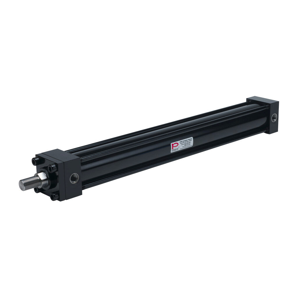 HP16250B24S - Peninsular hydraulic cylinder, NFPA tie rod, 2-1/2in bore, 1-3/8in rod diameter, 24in stroke, double acting, tapped end caps mount.