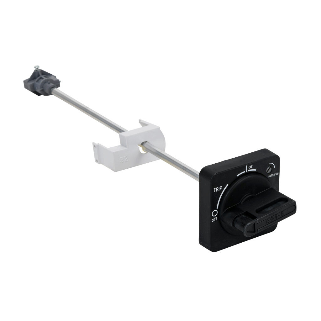 HPX1-EHRN3R-GY3 - IronHorse rotary handle, selector, black, external front mount, 2-position, lockable in ON-OFF, defeatable, NEMA 3R, IP65. For use with HMMP-32H manual motor protectors. 315mm shaft, operator and mounting screws included.