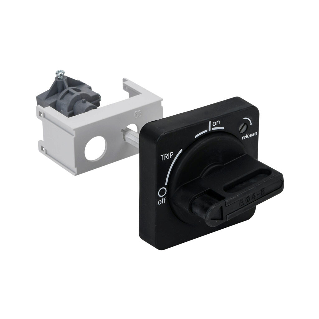 HPX2-EHRN3R-GY1 - IronHorse rotary handle, selector, black, external front mount, 2-position, lockable in ON-OFF, defeatable, NEMA 3R, IP65. For use with HMMP-63H manual motor protectors. 115mm shaft, operator and mounting screws included.