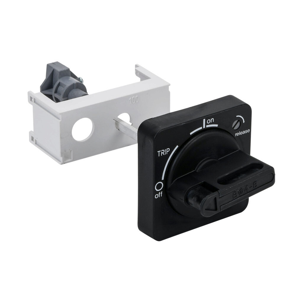 HPX3-EHRN3R-GY1 - IronHorse rotary handle, selector, black, external front mount, 2-position, lockable in ON-OFF, defeatable, NEMA 3R, IP65. For use with HMMP-100H manual motor protectors. 115mm shaft, operator and mounting screws included.