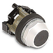 HT8AAHB - Eaton pushbutton, 30mm, momentary, (1) N.C. contact(s), metal base, metal bezel, Operator: black, flush, 28mm, round, plastic.