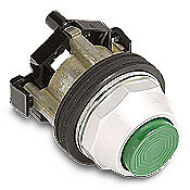 HT8ABG - Eaton pushbutton, 30mm, momentary, operator only, metal base, metal bezel, Operator: green, extended, 28mm, round, plastic.