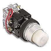 HT8GVWV7 - Eaton incandescent indicating light, permanent light function, 30mm, push-to-test, white, 32mm, round, metal base, metal bezel, 120 VAC/VDC, full voltage.