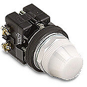 HT8HFWV3 - Eaton incandescent indicating light, permanent light function, 30mm, white, 32mm, round, metal base, metal bezel, 24 VAC/VDC, full voltage.