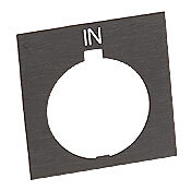 HT8SP17 - Eaton legend plate, plastic, square, black field, black background, white engraved text, legend plate marking "IN". For use with 30mm pilot devices.