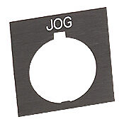 HT8SP19 - Eaton legend plate, plastic, square, black field, black background, white engraved text, legend plate marking "JOG". For use with 30mm pilot devices.