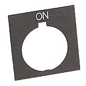 HT8SP25 - Eaton legend plate, plastic, square, black field, black background, white engraved text, legend plate marking "ON". For use with 30mm pilot devices.