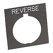 HT8SP30 - Eaton legend plate, plastic, square, black field, black background, white engraved text, legend plate marking "REVERSE". For use with 30mm pilot devices.