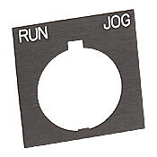 HT8SP44 - Eaton legend plate, plastic, square, black field, black background, white engraved text, legend plate marking "RUN JOG". For use with 30mm pilot devices.