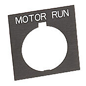 HT8SP81 - Eaton legend plate, plastic, square, black field, black background, white engraved text, legend plate marking "MOTOR RUN". For use with 30mm pilot devices.