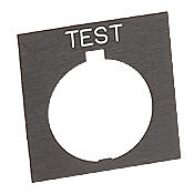HT8SP83 - Eaton legend plate, plastic, square, black field, black background, white engraved text, legend plate marking "TEST". For use with 30mm pilot devices.