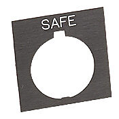 HT8SP85 - Eaton legend plate, plastic, square, black field, black background, white engraved text, legend plate marking "SAFE". For use with 30mm pilot devices.