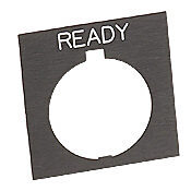 HT8SP86 - Eaton legend plate, plastic, square, black field, black background, white engraved text, legend plate marking "READY". For use with 30mm pilot devices.