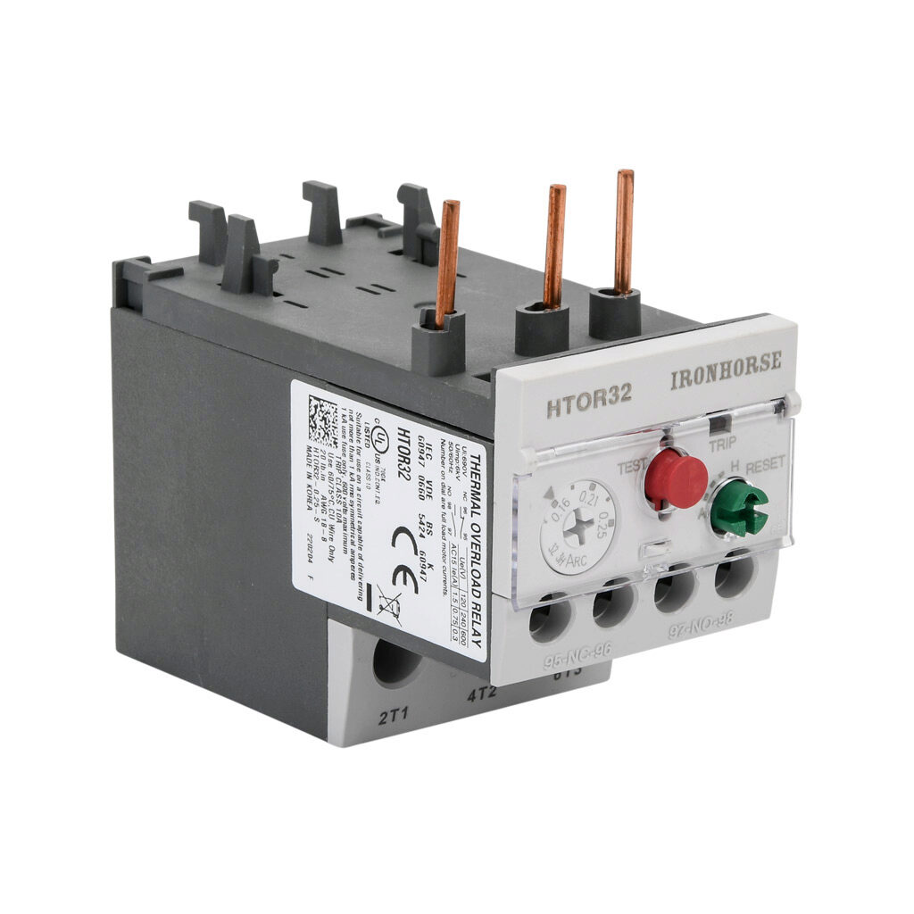 HTOR32-0.25-S - IronHorse HTOR series thermal overload relay, 0.16-0.25A adjustable, bi-metallic, local reset, direct mount power connection(s). For use with HMC-9 to HMC-40 series contactors.