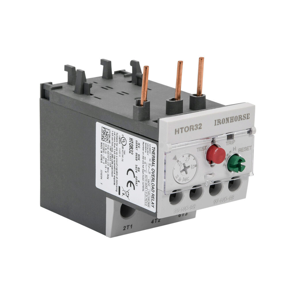 HTOR32-32-S - IronHorse HTOR series thermal overload relay, 22-32A adjustable, bi-metallic, local reset, direct mount power connection(s). For use with HMC-9 to HMC-40 series contactors.
