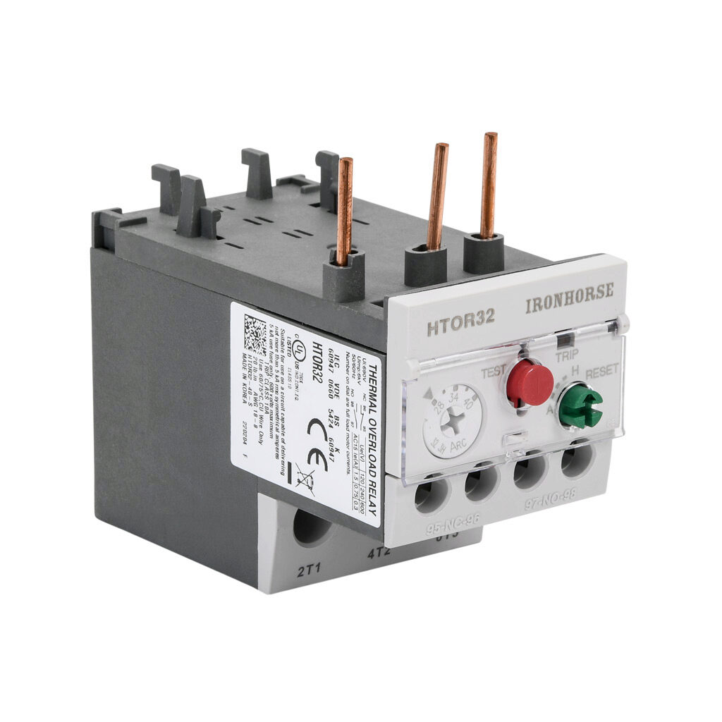 HTOR32-40-S - IronHorse HTOR series thermal overload relay, 28-40A adjustable, bi-metallic, local reset, direct mount power connection(s). For use with HMC-9 to HMC-40 series contactors.