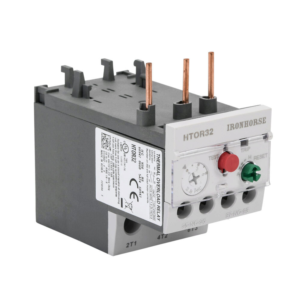 HTOR32-6-S - IronHorse HTOR series thermal overload relay, 4.0-6.0A adjustable, bi-metallic, local reset, direct mount power connection(s). For use with HMC-9 to HMC-40 series contactors.