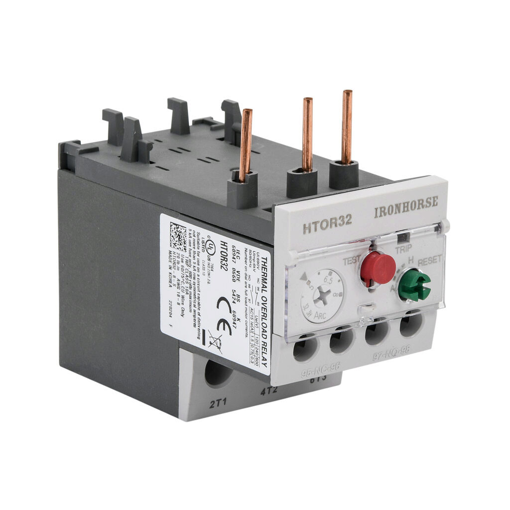 HTOR32-8-S - IronHorse HTOR series thermal overload relay, 5-8A adjustable, bi-metallic, local reset, direct mount power connection(s). For use with HMC-9 to HMC-40 series contactors.