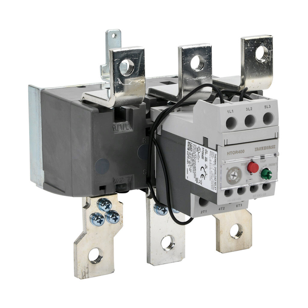 HTOR400-400-B - IronHorse HTOR series thermal overload relay, 260-400A adjustable, bi-metallic, local reset, direct mount power connection(s). For use with HMC-265 to HMC-400 series contactors.