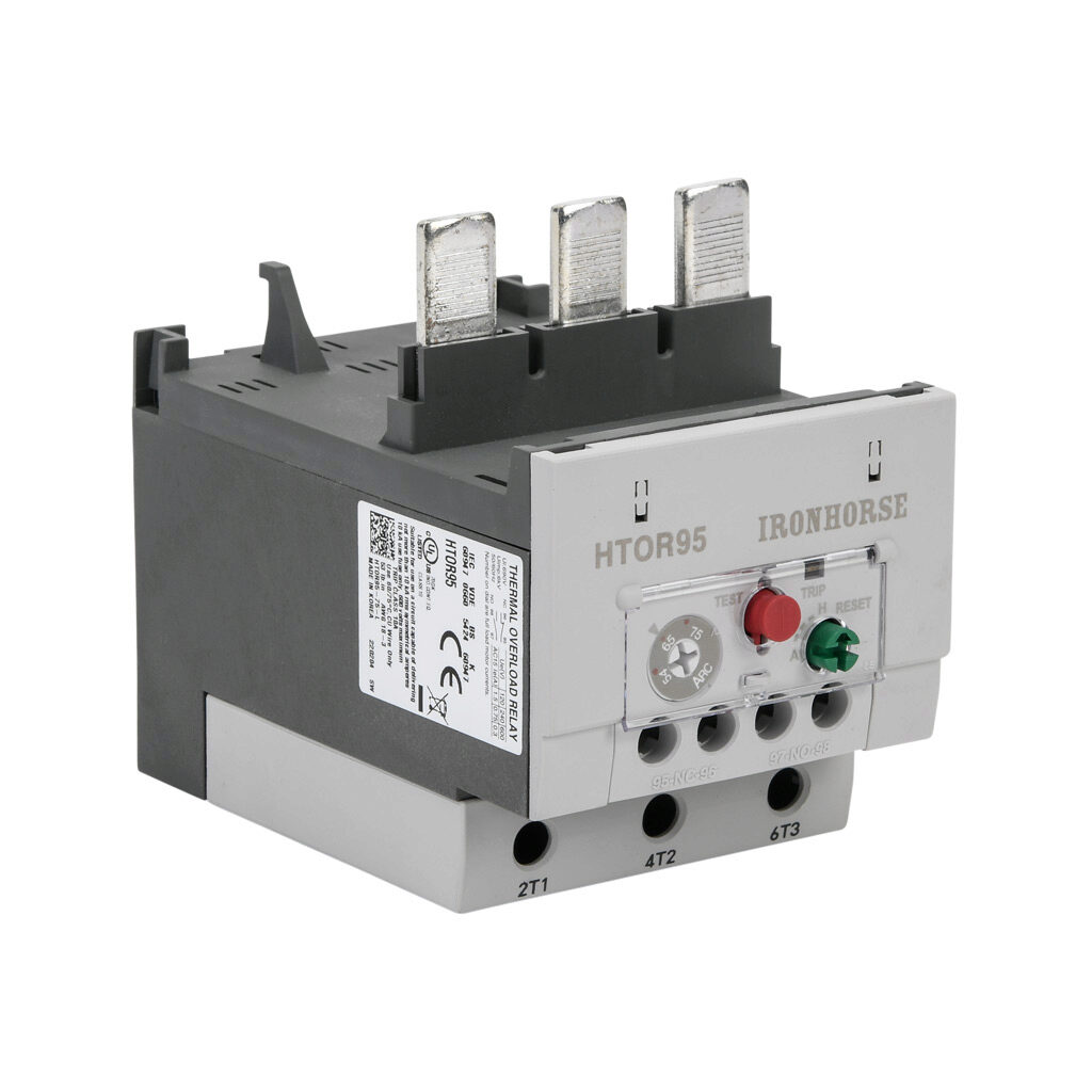 HTOR95-75-L - IronHorse HTOR series thermal overload relay, 54-75A adjustable, bi-metallic, local reset, direct mount power connection(s). For use with HMC-75 to HMC-100 series contactors.