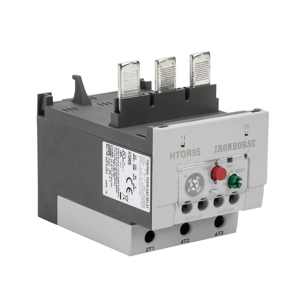 HTOR95-95-L - IronHorse HTOR series thermal overload relay, 70-95A adjustable, bi-metallic, local reset, direct mount power connection(s). For use with HMC-75 to HMC-100 series contactors.