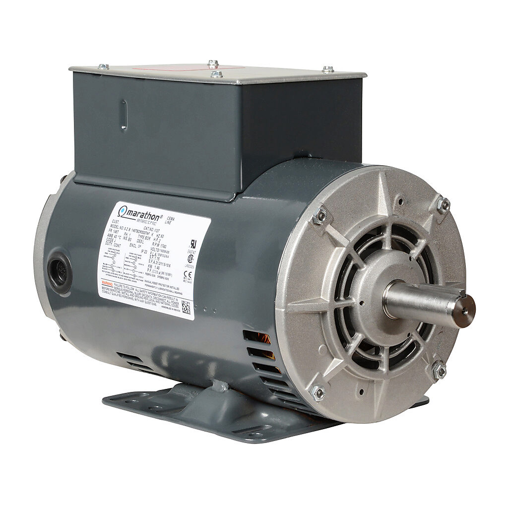 I127 - Marathon standard efficiency AC induction motor, general purpose, 2hp, 1-phase, 115/208-230 VAC, 1800rpm, ODP, NEMA 145T frame, rolled steel, rigid base mount.
