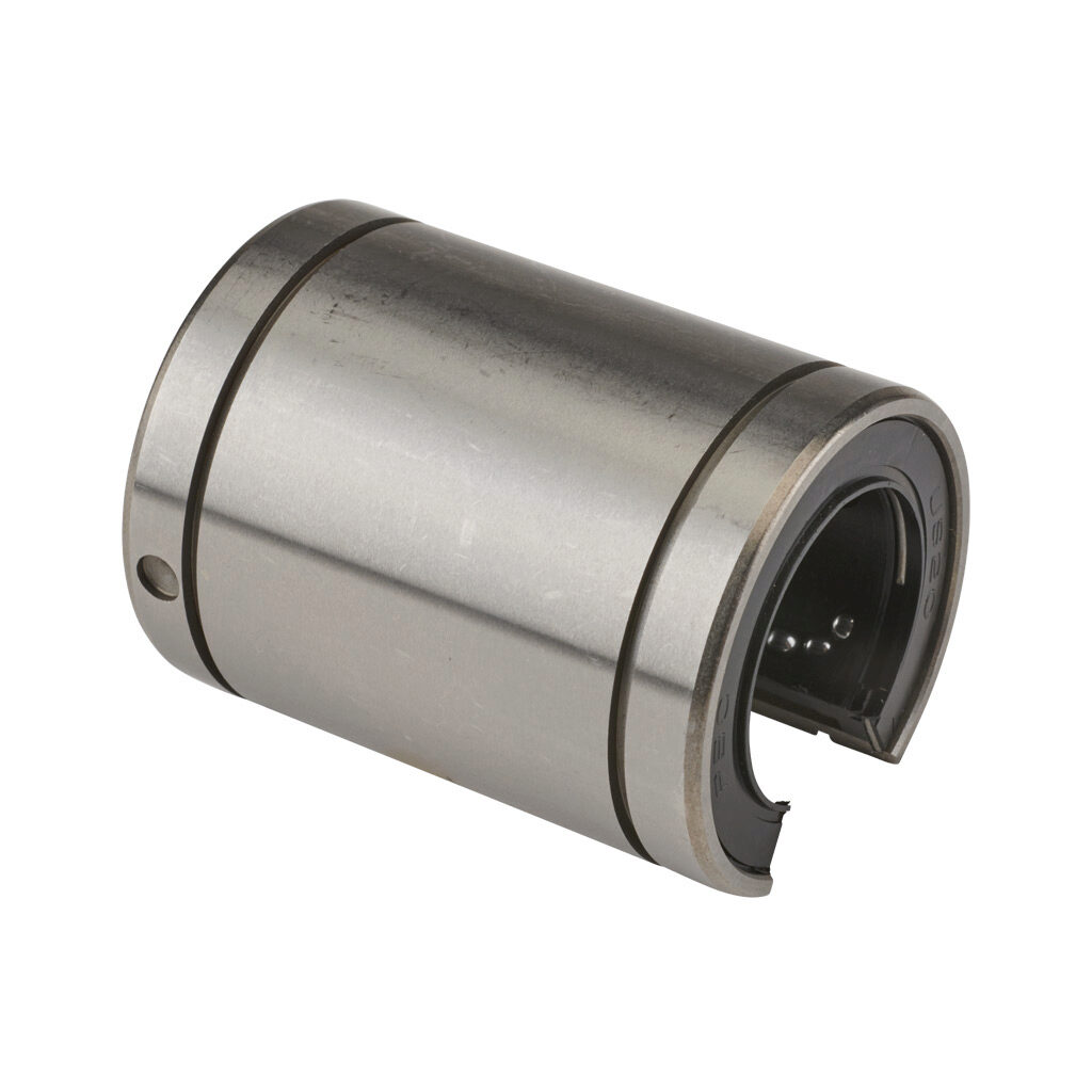 IP20G-OP - PBC IP series open full ball recirculating bearing, steel, 1-1/4in inside diameter, 2in outside diameter, 2-5/8in overall length. For use with 1-1/4in diameter PBC shafts.
