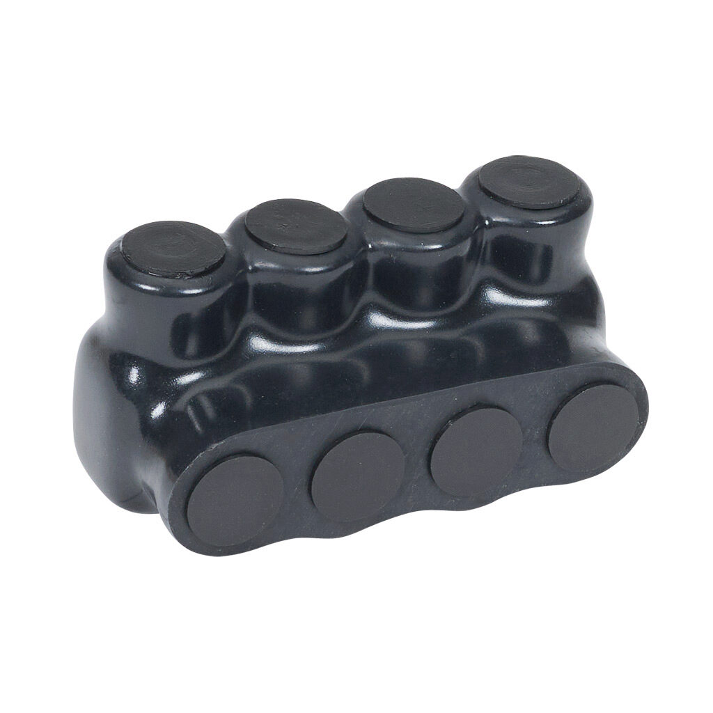 IPBB-NA4-4S-1 - Penn-Union pre-insulated power bar, single-sided entry, 4 ports, aluminum, 1/8in hex conductor bolt, 14-4 AWG, AL9CU.