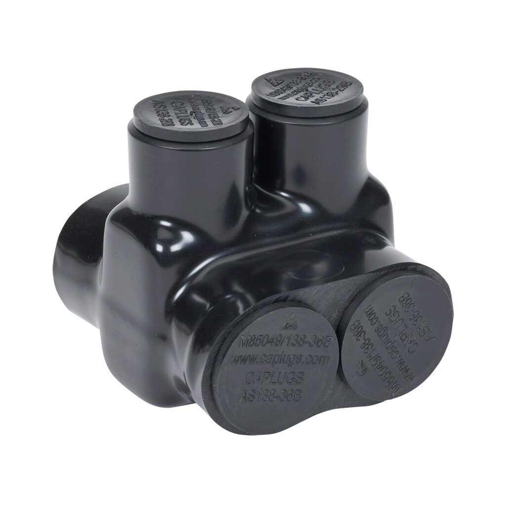 IPBB-NA600-2D-1 - Penn-Union pre-insulated power bar, double-sided entry, 2 ports, aluminum, 3/8in hex conductor bolt, 4 AWG-600 MCM, AL9CU.