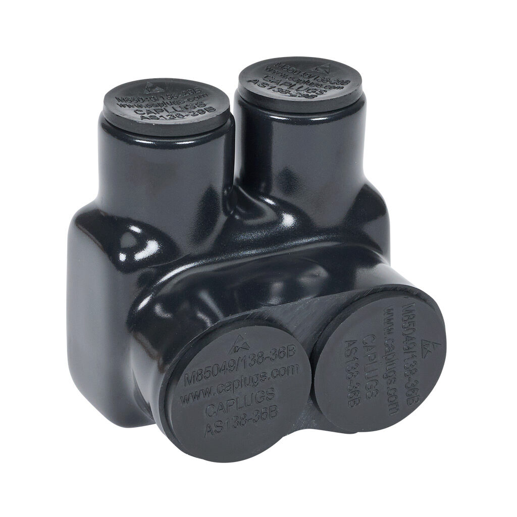 IPBB-NA600-2S-1 - Penn-Union pre-insulated power bar, single-sided entry, 2 ports, aluminum, 3/8in hex conductor bolt, 4 AWG-600 MCM, AL9CU.