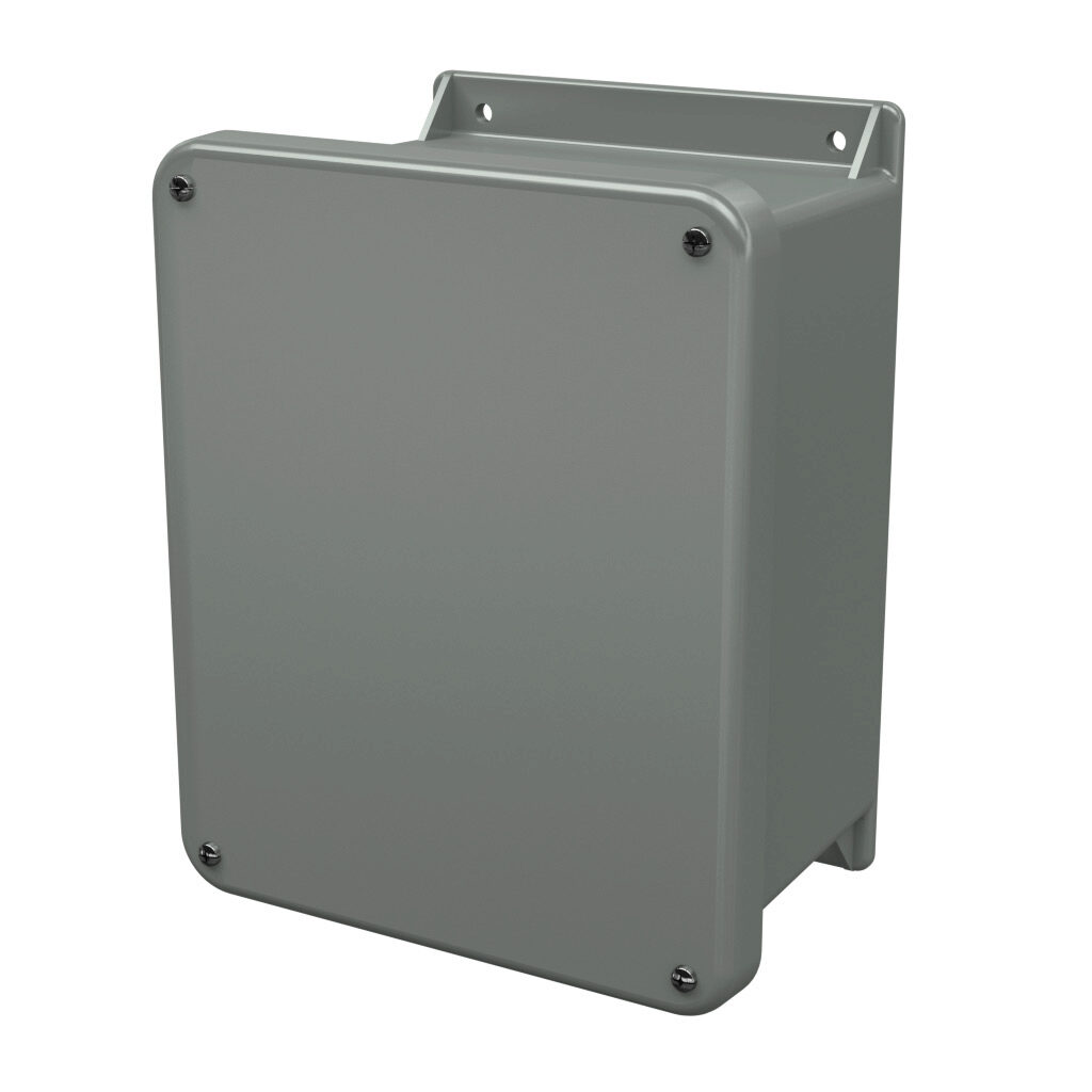 J100806W - Stahlin J series enclosure, NEMA 1/3R/4X/6P/12, 10 x 8 x 6in (HxWxD), wall mount, fiberglass reinforced polyester, gray, screw cover, integral mounting flange.