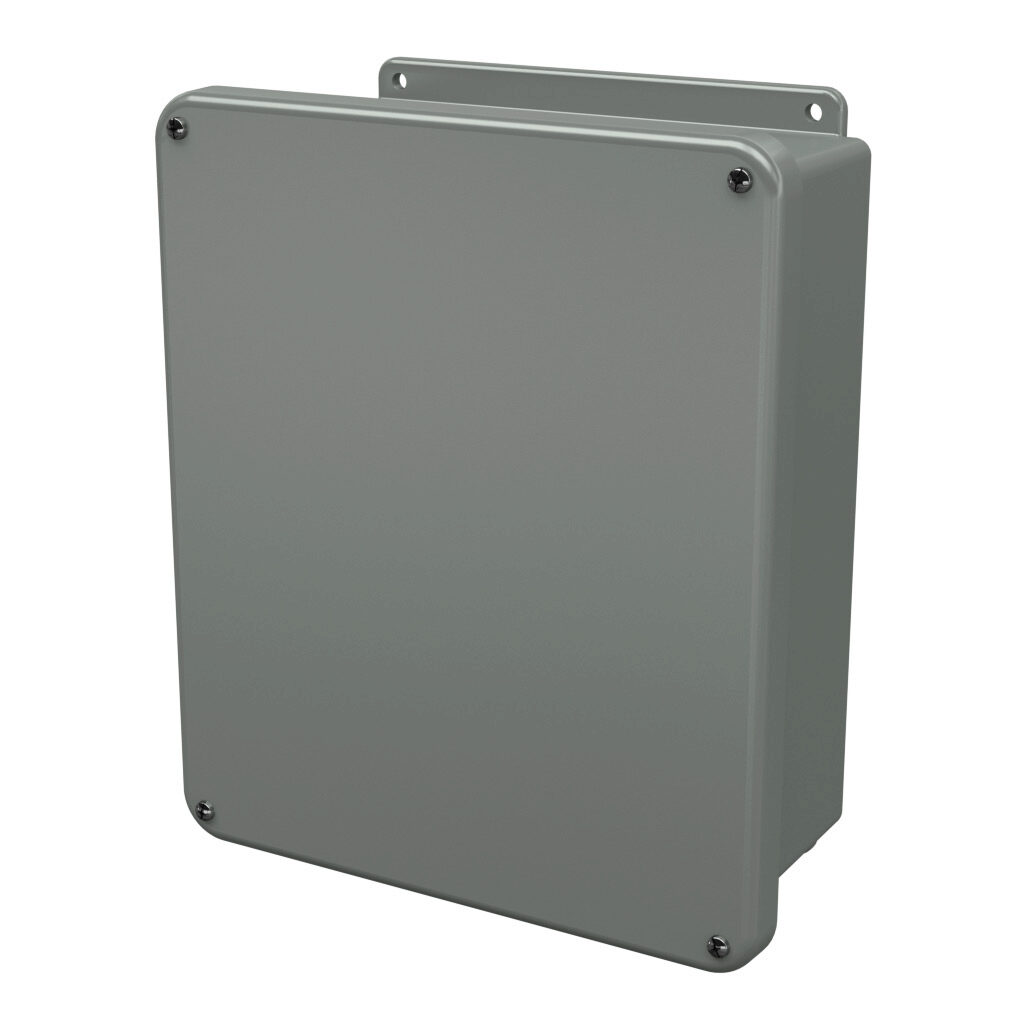 J1210W - Stahlin J series enclosure, NEMA 1/3R/4X/6P/12, 12 x 10 x 5in (HxWxD), wall mount, fiberglass reinforced polyester, gray, screw cover, integral mounting flange.