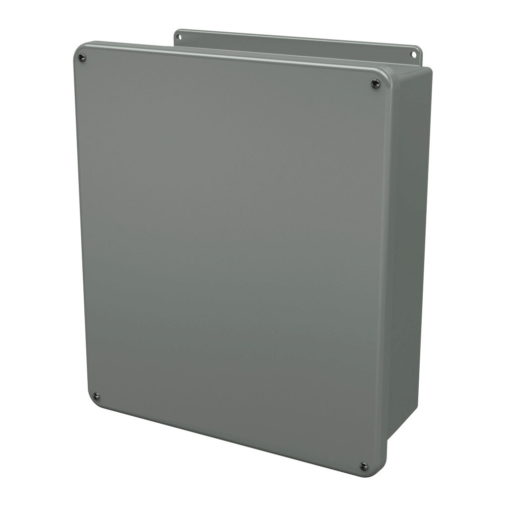 J1614W - Stahlin J series enclosure, NEMA 1/3R/4X/6P/12, 16 x 14 x 6in (HxWxD), wall mount, fiberglass reinforced polyester, gray, screw cover, integral mounting flange.