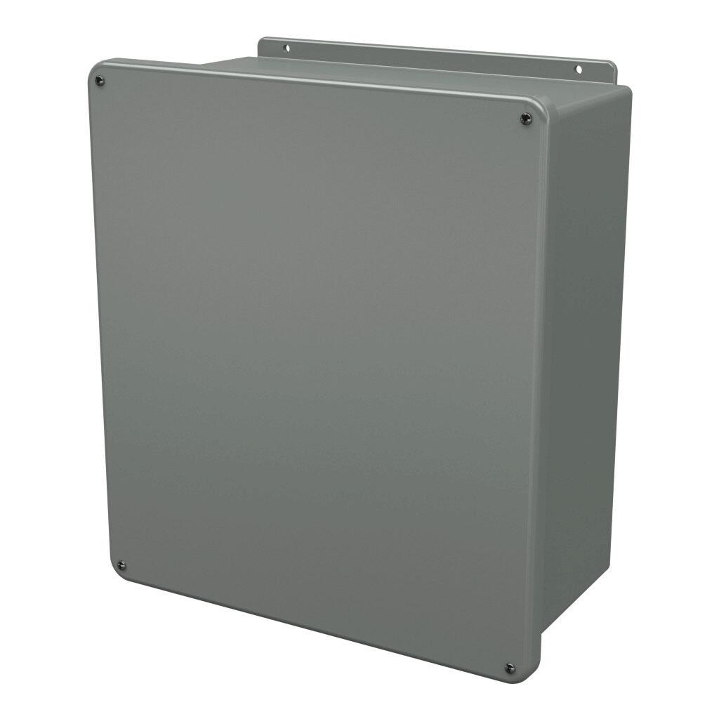 J1816W - Stahlin J series enclosure, NEMA 1/3R/4X/6P/12, 18 x 16 x 8in (HxWxD), wall mount, fiberglass reinforced polyester, gray, screw cover, integral mounting flange.