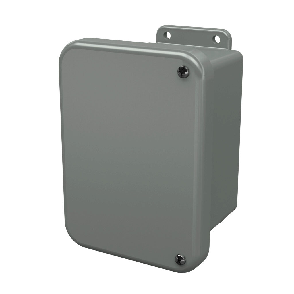 J604HW - Stahlin J series enclosure, NEMA 1/3R/4X/6P/12, 6 x 4 x 4in (HxWxD), wall mount, fiberglass reinforced polyester, gray, hinged screw cover, integral mounting flange.