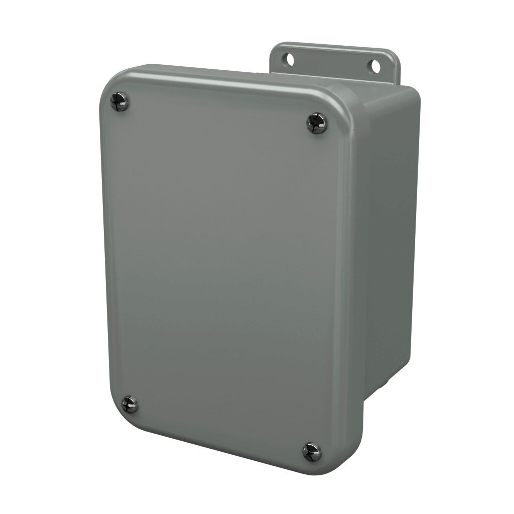 J604W - Stahlin J series enclosure, NEMA 1/3R/4X/6P/12, 6 x 4 x 4in (HxWxD), wall mount, fiberglass reinforced polyester, gray, screw cover, integral mounting flange.