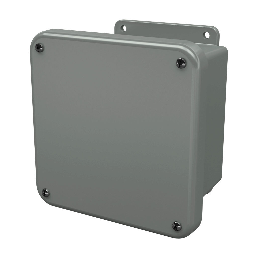 J606W - Stahlin J series enclosure, NEMA 1/3R/4X/6P/12, 6 x 6 x 4in (HxWxD), wall mount, fiberglass reinforced polyester, gray, screw cover, integral mounting flange.