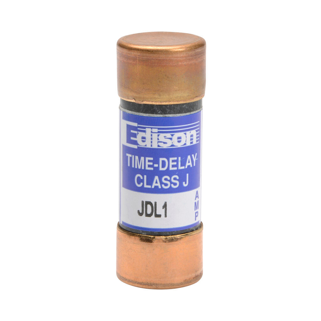 JDL1 - Edison fuse, JDL series, Class J, current-limiting, time-delay, 1A, 600 VAC, ferrule. Package of 10. Feeder/branch protection applications.