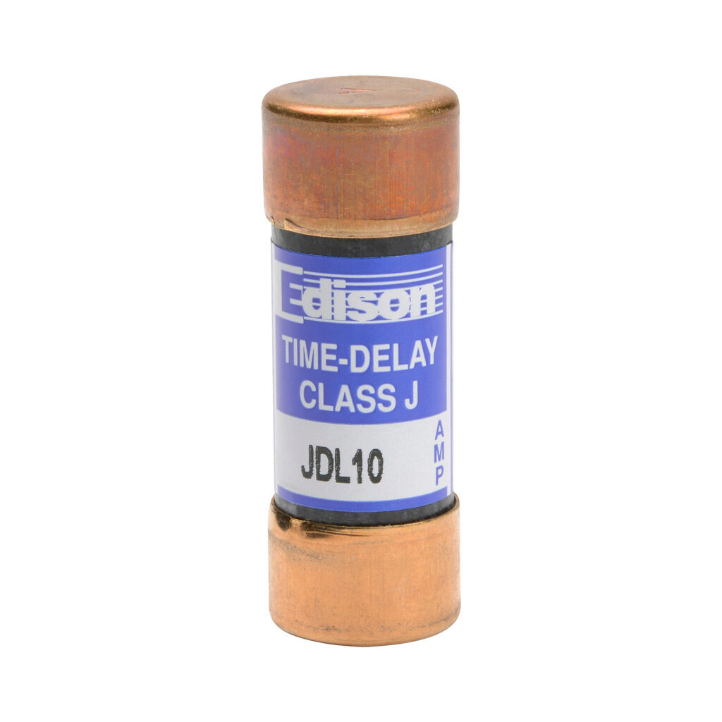 JDL10 - Edison fuse, JDL series, Class J, current-limiting, time-delay, 10A, 600 VAC, ferrule. Package of 10. Feeder/branch protection applications.
