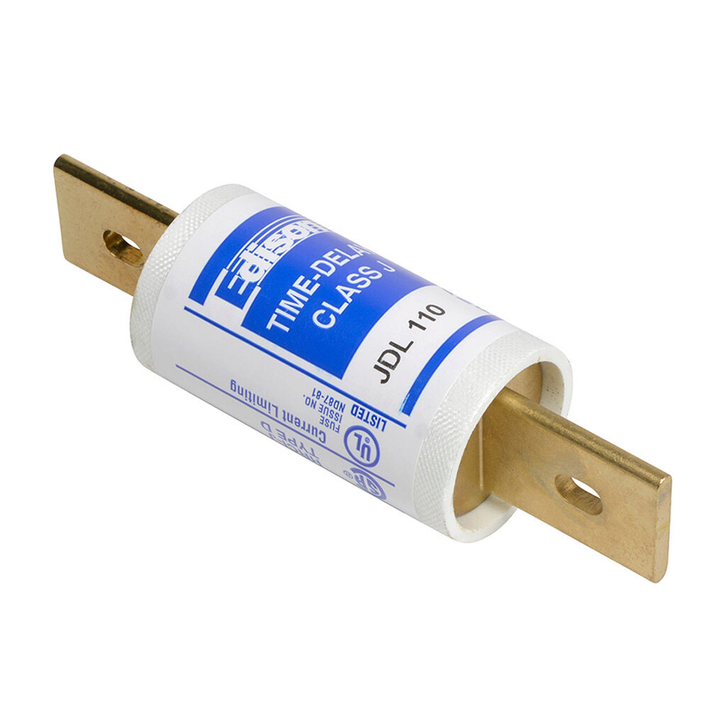JDL110 - Edison fuse, JDL series, Class J, current-limiting, time-delay, 110A, 600 VAC, knife blade, feeder/branch protection applications.