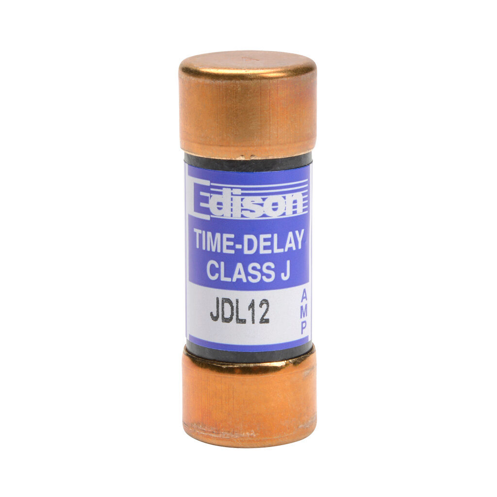 JDL12 - Edison fuse, JDL series, Class J, current-limiting, time-delay, 12A, 600 VAC, ferrule. Package of 10. Feeder/branch protection applications.