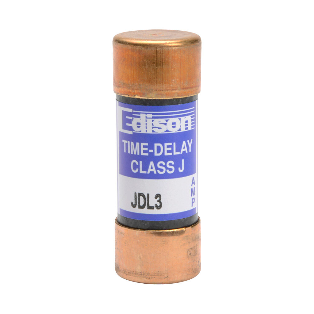 JDL3 - Edison fuse, JDL series, Class J, current-limiting, time-delay, 3A, 600 VAC, ferrule. Package of 10. Feeder/branch protection applications.