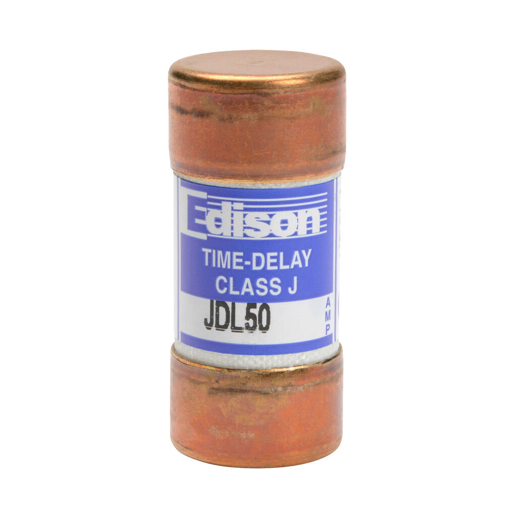 JDL50 - Edison fuse, JDL series, Class J, current-limiting, time-delay, 50A, 600 VAC, ferrule. Package of 10. Feeder/branch protection applications.