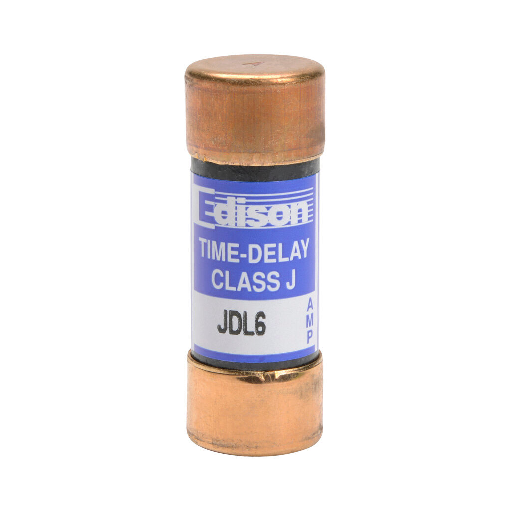 JDL6 - Edison fuse, JDL series, Class J, current-limiting, time-delay, 6A, 600 VAC, ferrule. Package of 10. Feeder/branch protection applications.