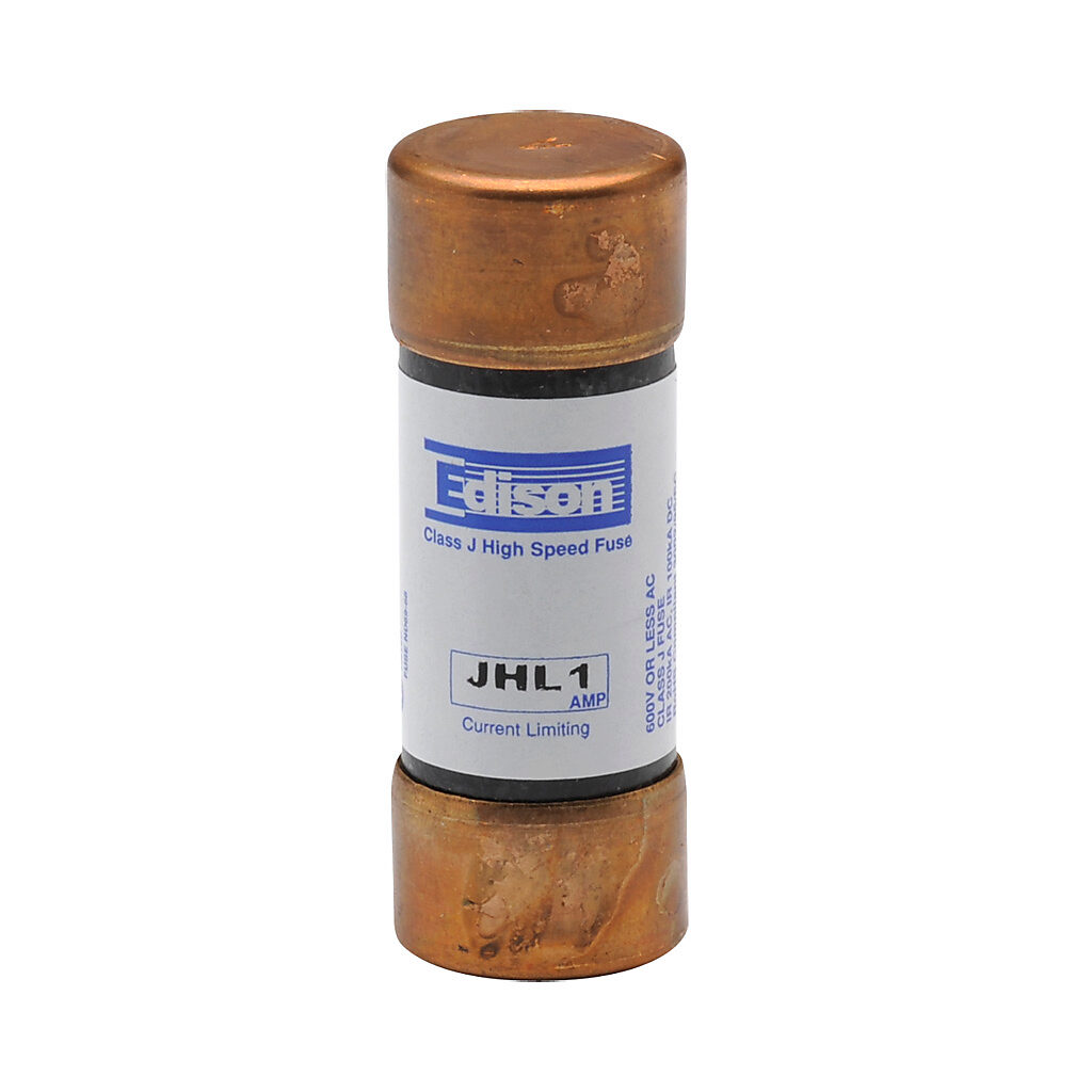JHL1 - Edison drive fuse, JHL series, Class J, current-limiting, high speed, 1A, 600 VAC, ferrule. Package of 10. Feeder/branch, semiconductor protection applications.