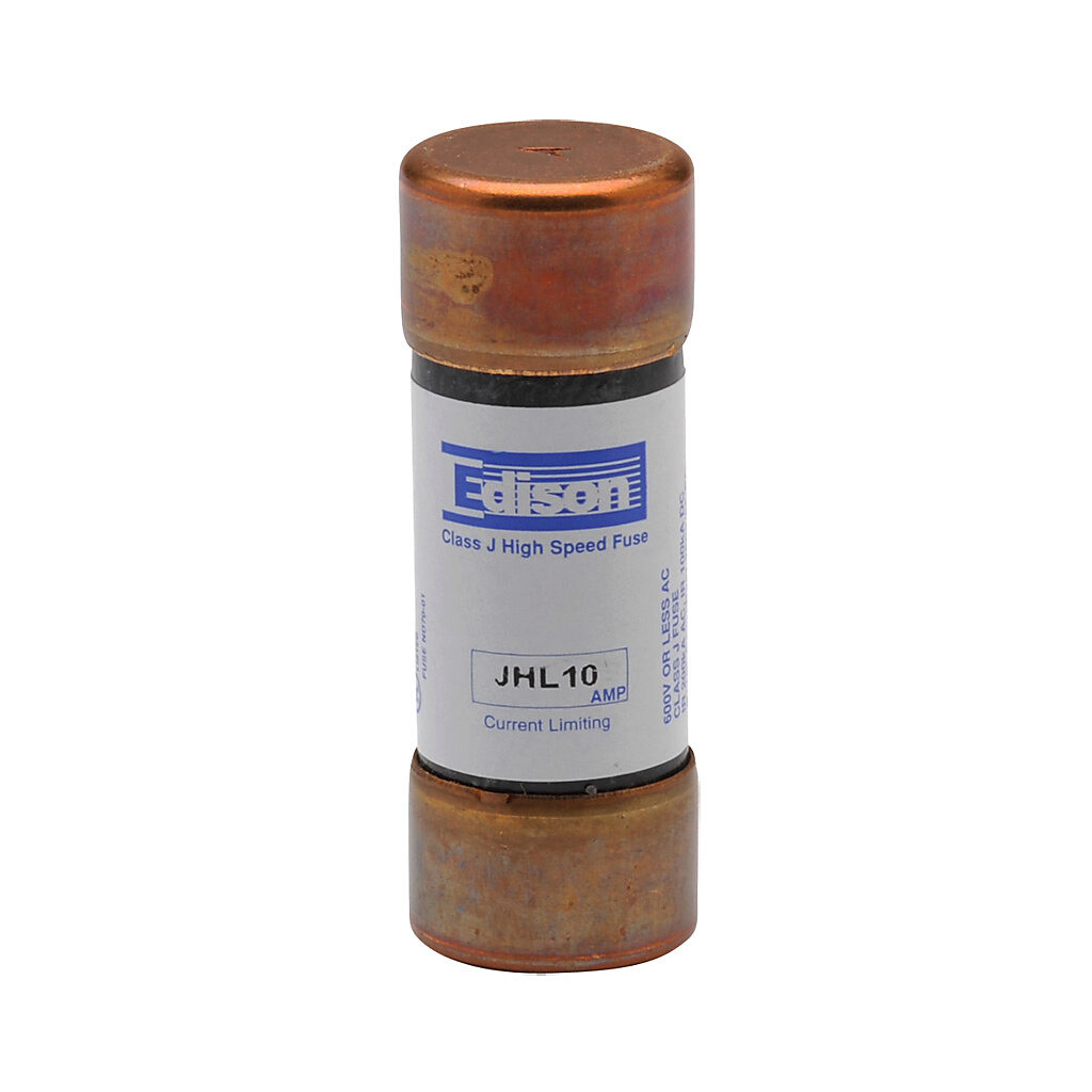JHL10 - Edison drive fuse, JHL series, Class J, current-limiting, high speed, 10A, 600 VAC, ferrule. Package of 10. Feeder/branch, semiconductor protection applications.