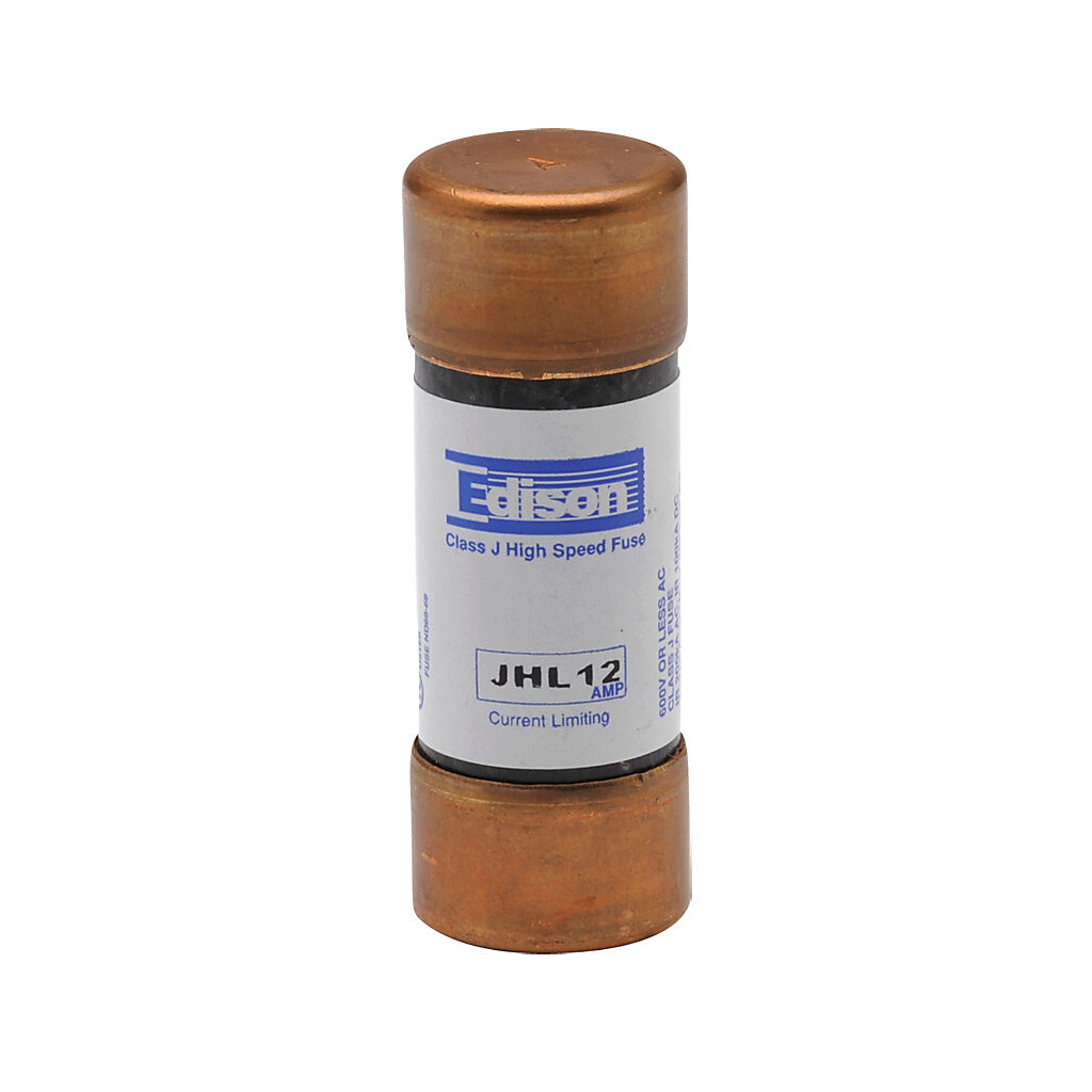 JHL12-1 - Edison drive fuse, JHL series, Class J, current-limiting, high speed, 12A, 600 VAC, ferrule, feeder/branch, semiconductor protection applications.