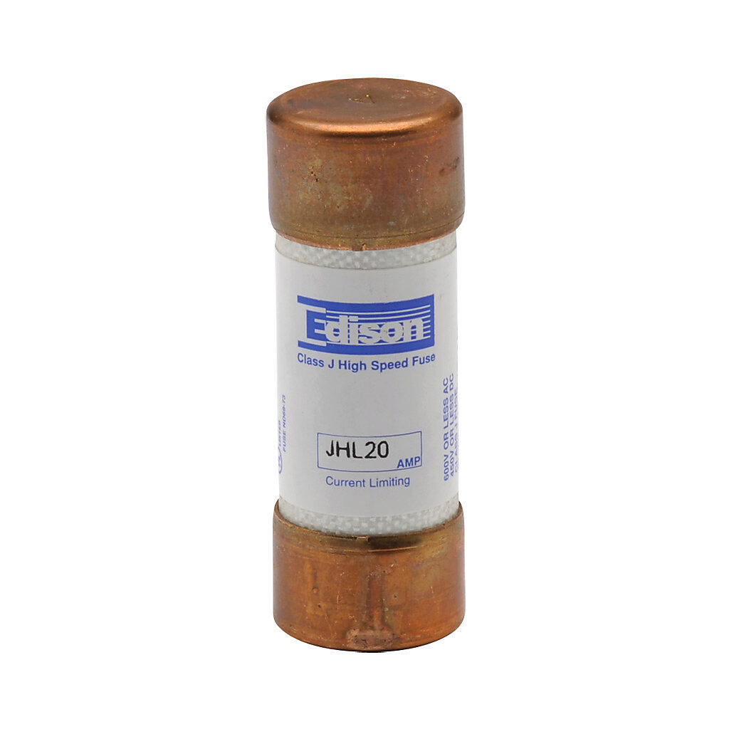 JHL20-1 - Edison drive fuse, JHL series, Class J, current-limiting, high speed, 20A, 600 VAC, ferrule, feeder/branch, semiconductor protection applications.