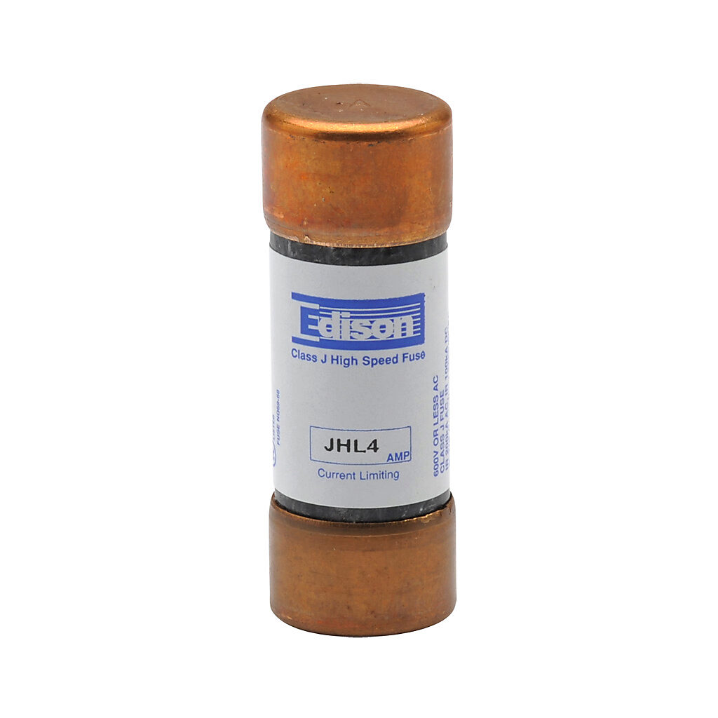 JHL4 - Edison drive fuse, JHL series, Class J, current-limiting, high speed, 4A, 600 VAC, ferrule. Package of 10. Feeder/branch, semiconductor protection applications.