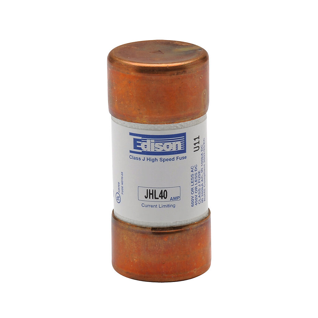 JHL40-1 - Edison drive fuse, JHL series, Class J, current-limiting, high speed, 40A, 600 VAC, ferrule, feeder/branch, semiconductor protection applications.